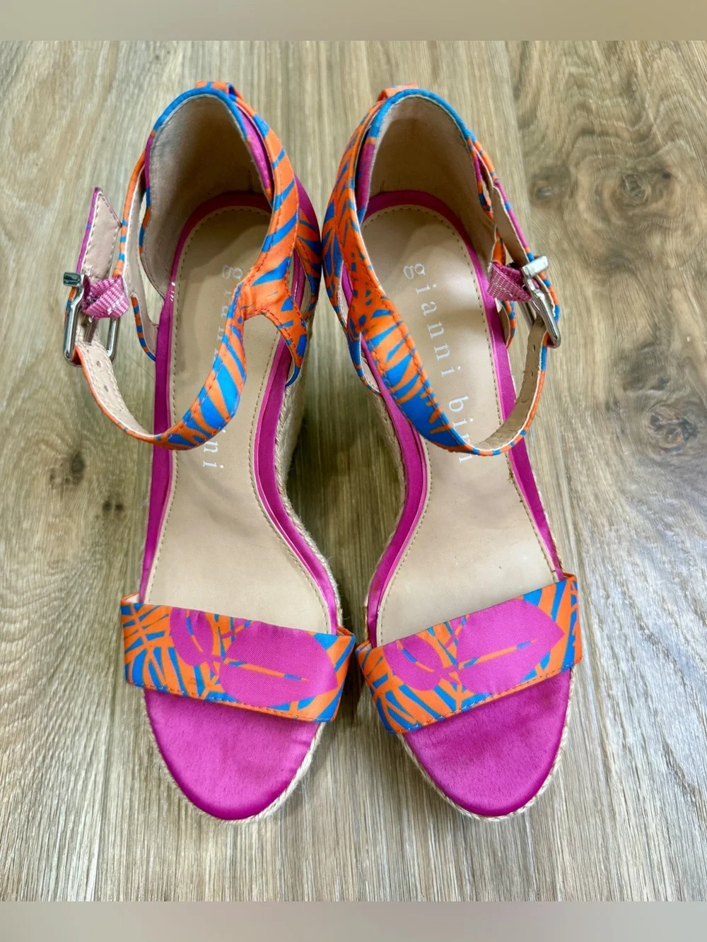 Gianni Bini Tropical Print Espadrille Wedge Sandals Size 7M - Picture 3 of 9